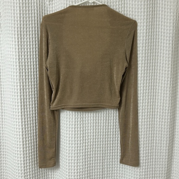 Mable Jaylene Long Sleeve Crop Top Mocha Size Large - Picture 9 of 9